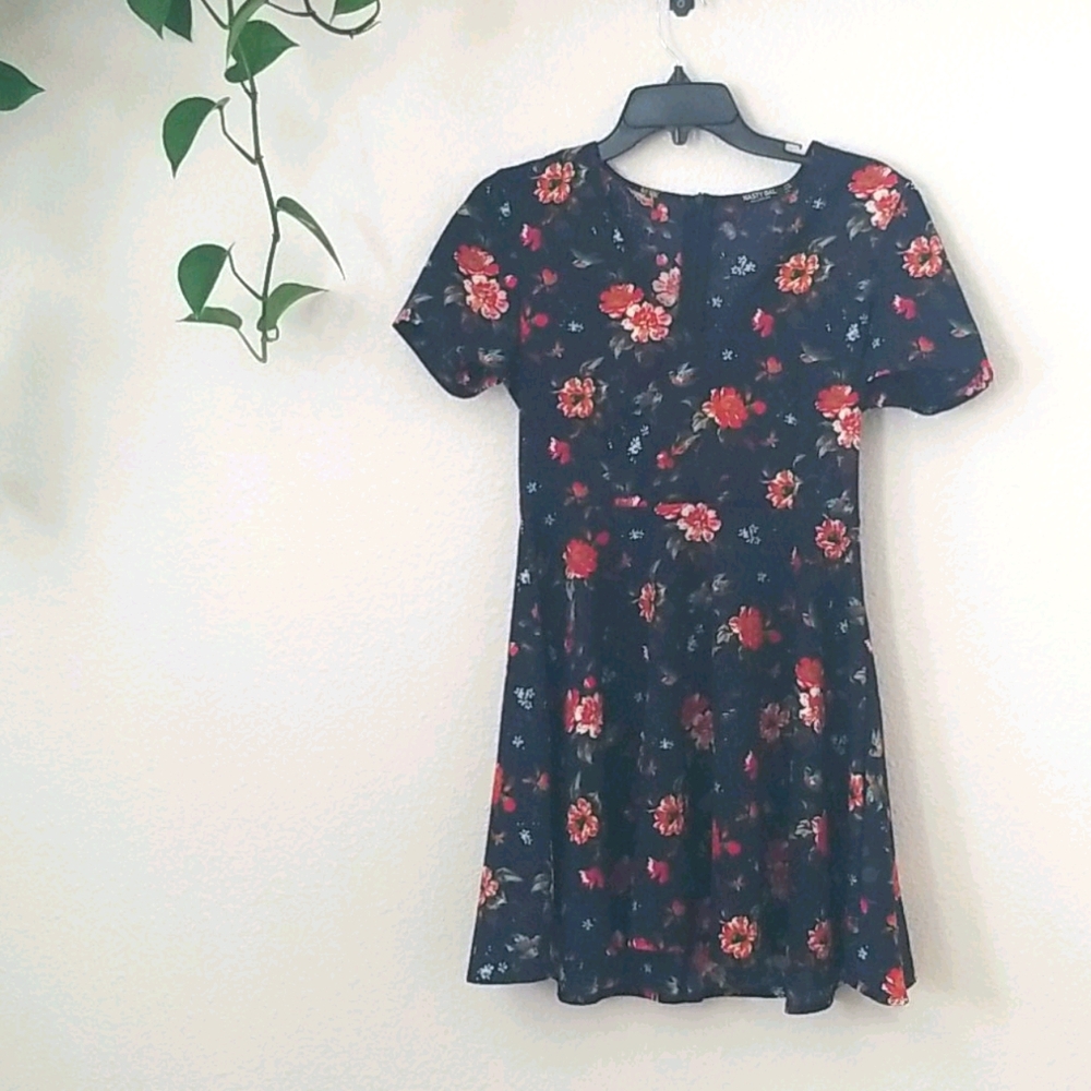 Navy floral skater dress